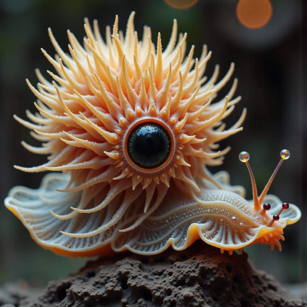 Surreal Glass Ball Tendril Slug in Photorealistic Detail