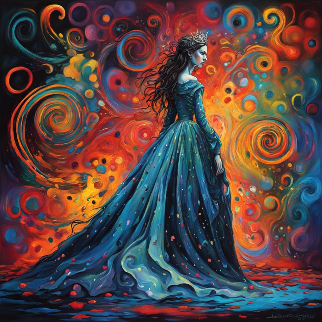 Gothic Princess Portrait in Abstract Expressionist Style