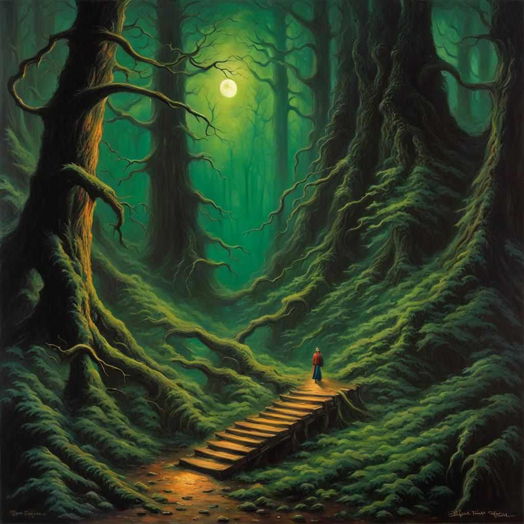 Eldritch Forest Horror in Pulp Sci-Fi Style