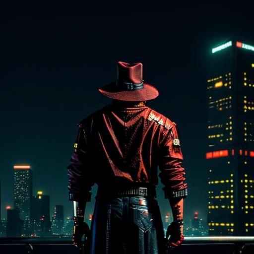 Freddy Krueger in Cyberpunk Cityscape