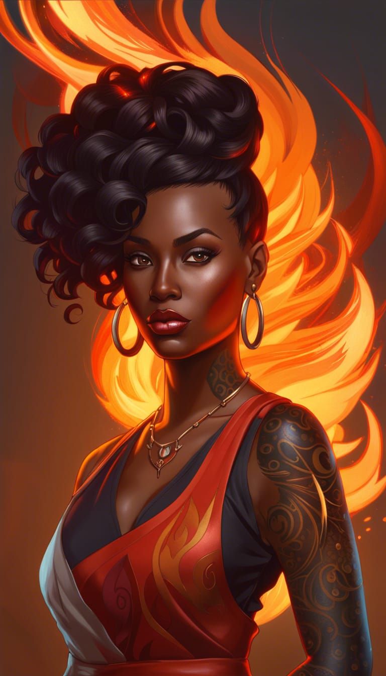 Fiery Woman Portrait in Artgerm and Stokoe Style