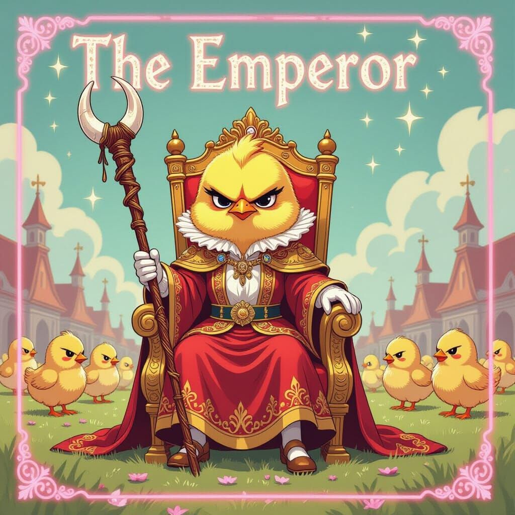 Grumpy Chick Emperor in Art Nouveau Style