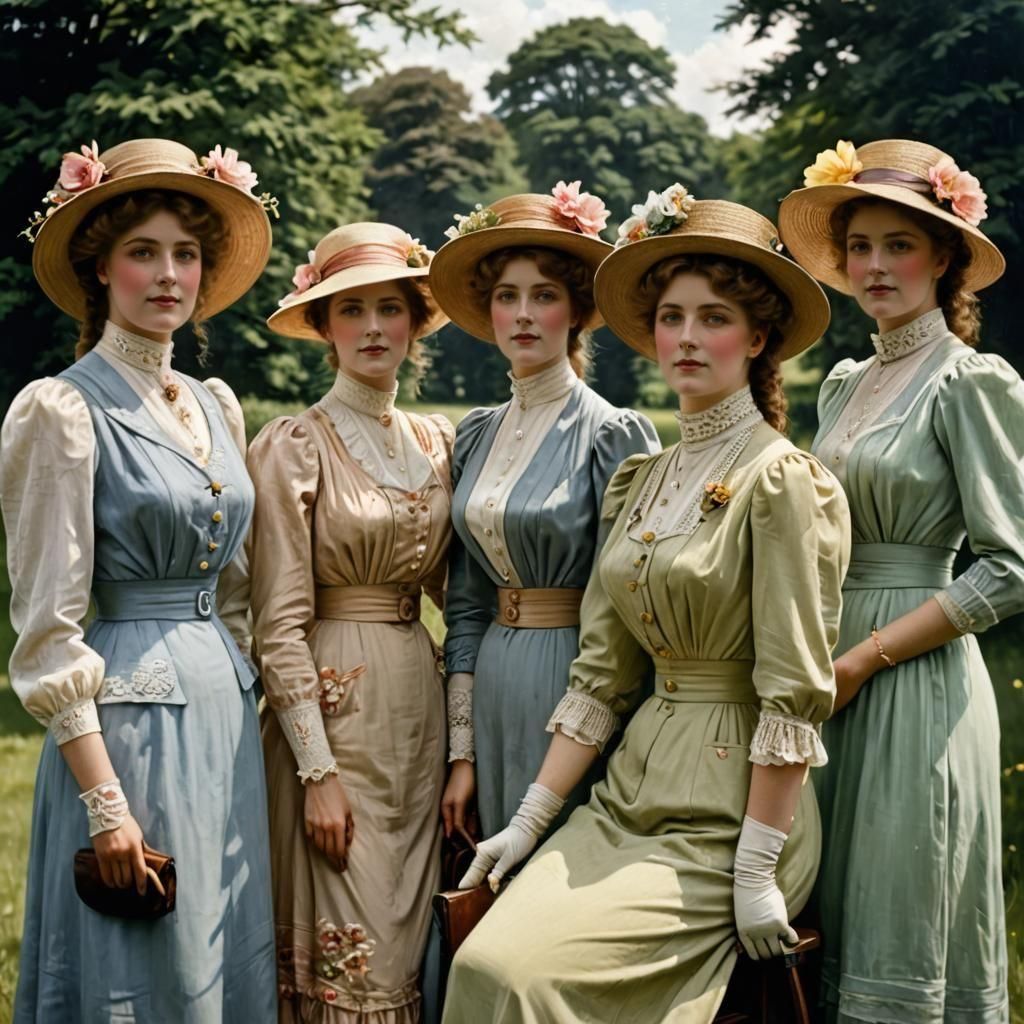 Edwardian Women Enjoying a Summer Day