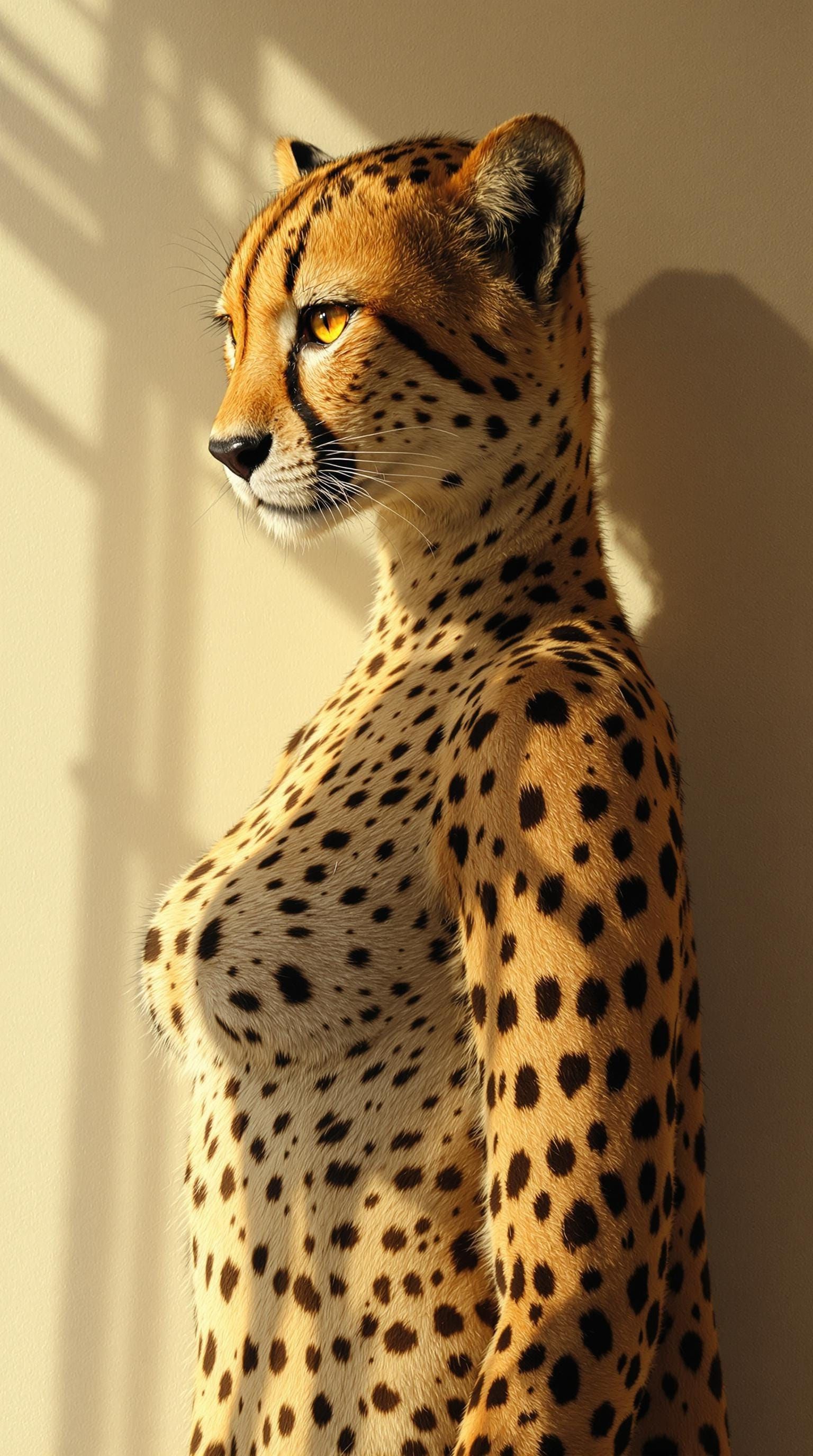 Serene Cheetah Goddess Radiates Minimalist Beauty