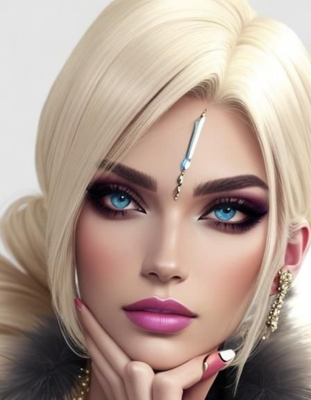 High Fashion Model with Jewels and Glass