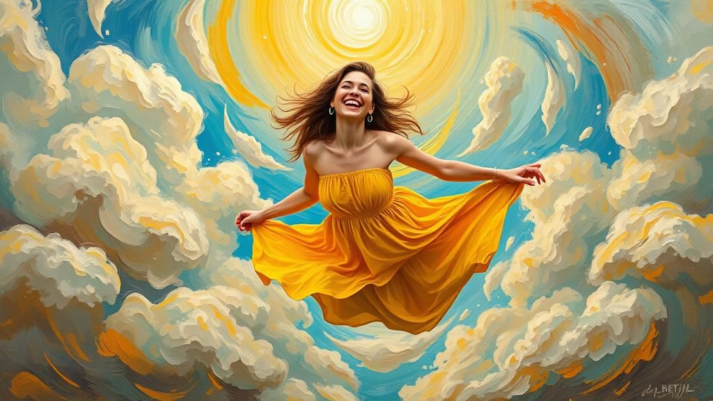 Surreal Woman in Dreamscape with Impasto Brushstrokes