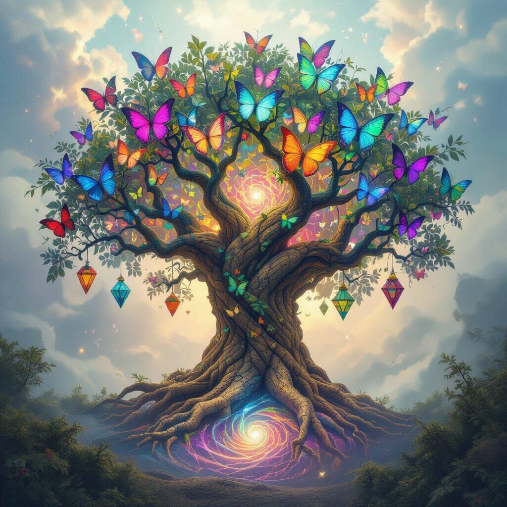 Colossal Butterfly Wing Tree in Swirling Vortex