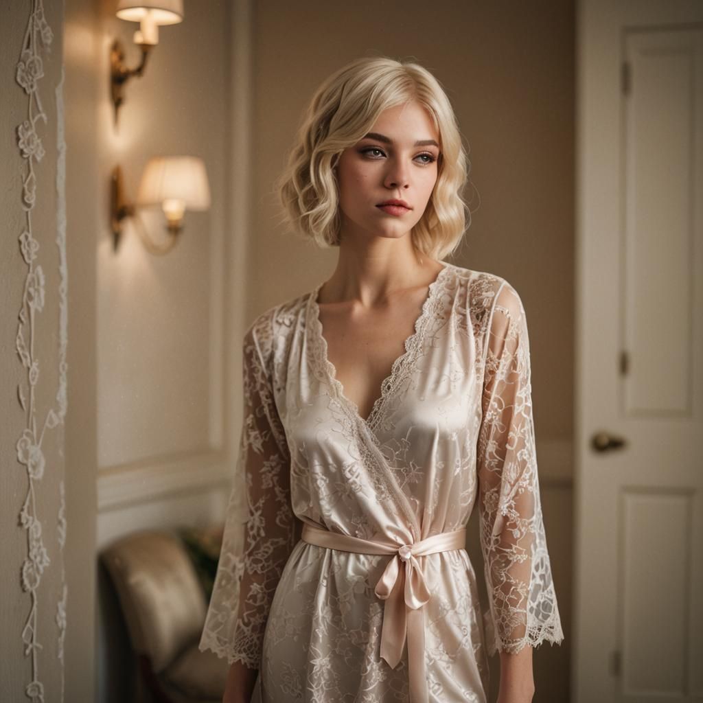 Surreal Portrait of a Young Man in a Feminine Nightgown