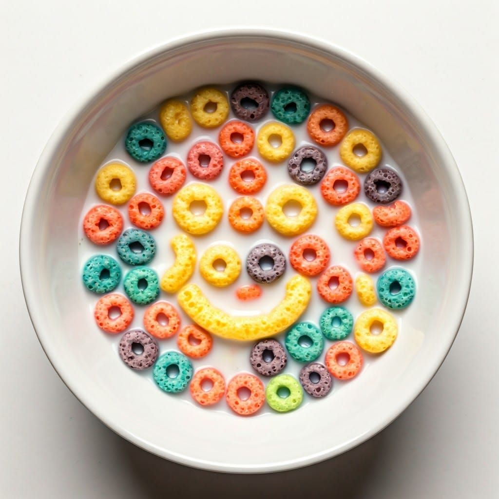 Colorful Cereal Face in a Bowl