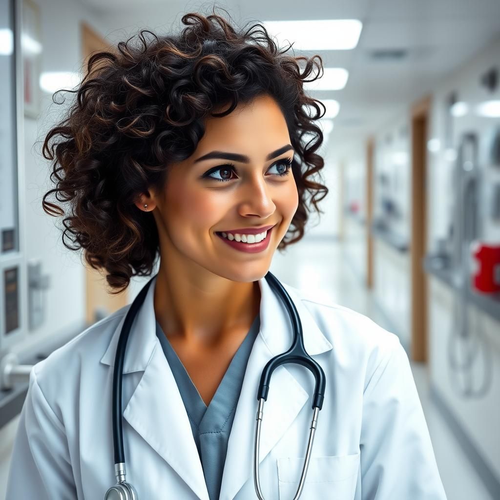 Doctor with Expressive Eyes in Hospital Setting