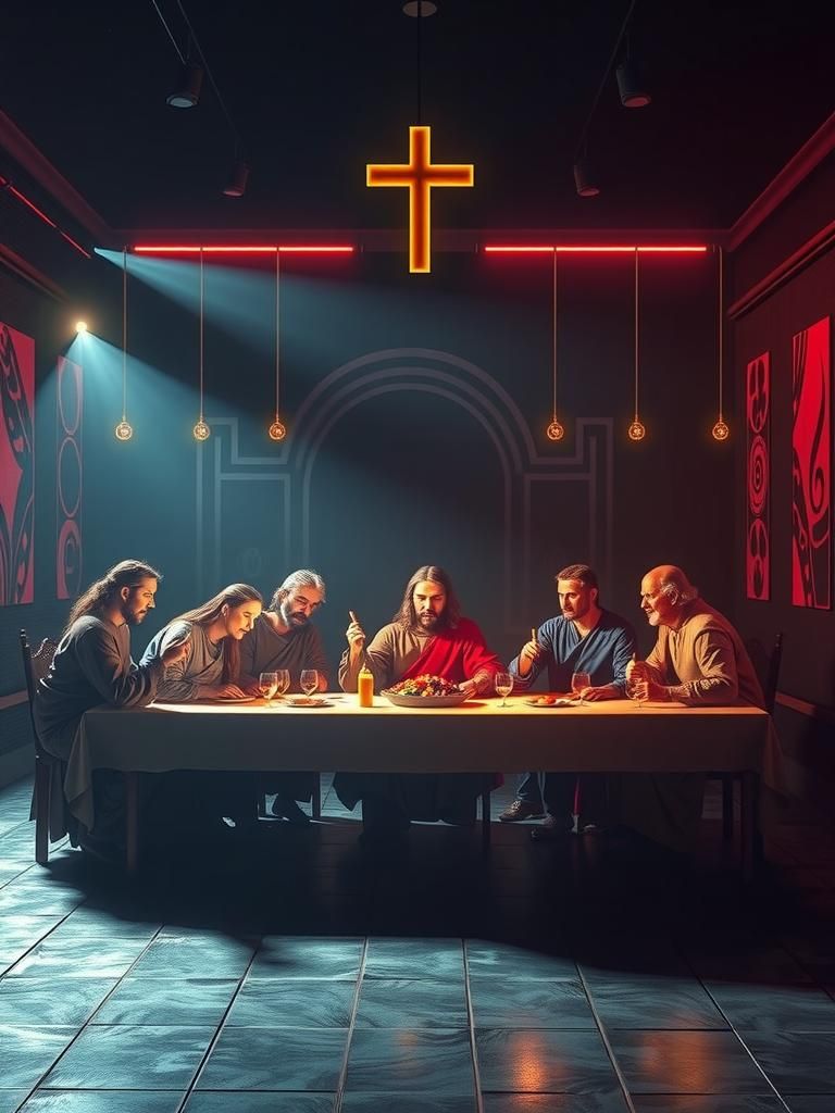 The Last Supper in Neon: A Modern Scene
