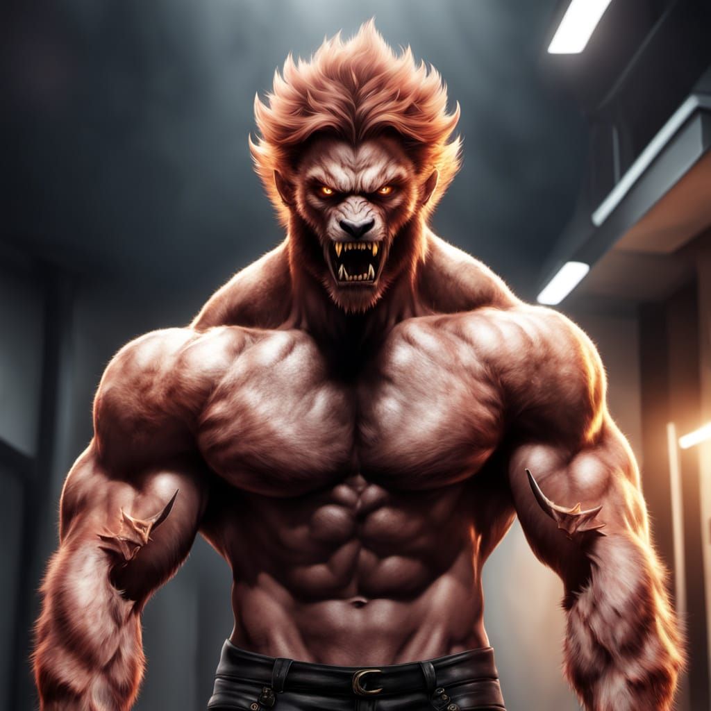 Muscular Werewolf in Hyper-Realistic Digital Art