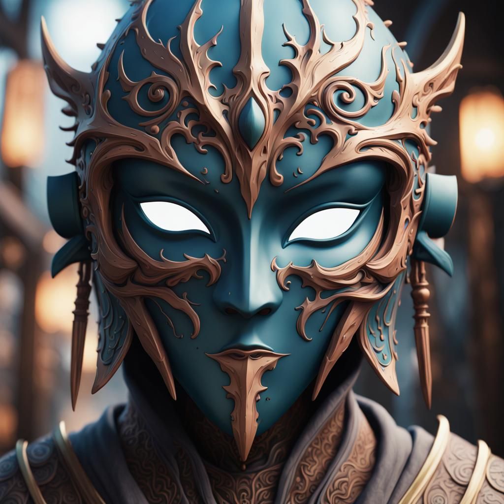 Faceless Anime Mask in Detailed Matte Painting