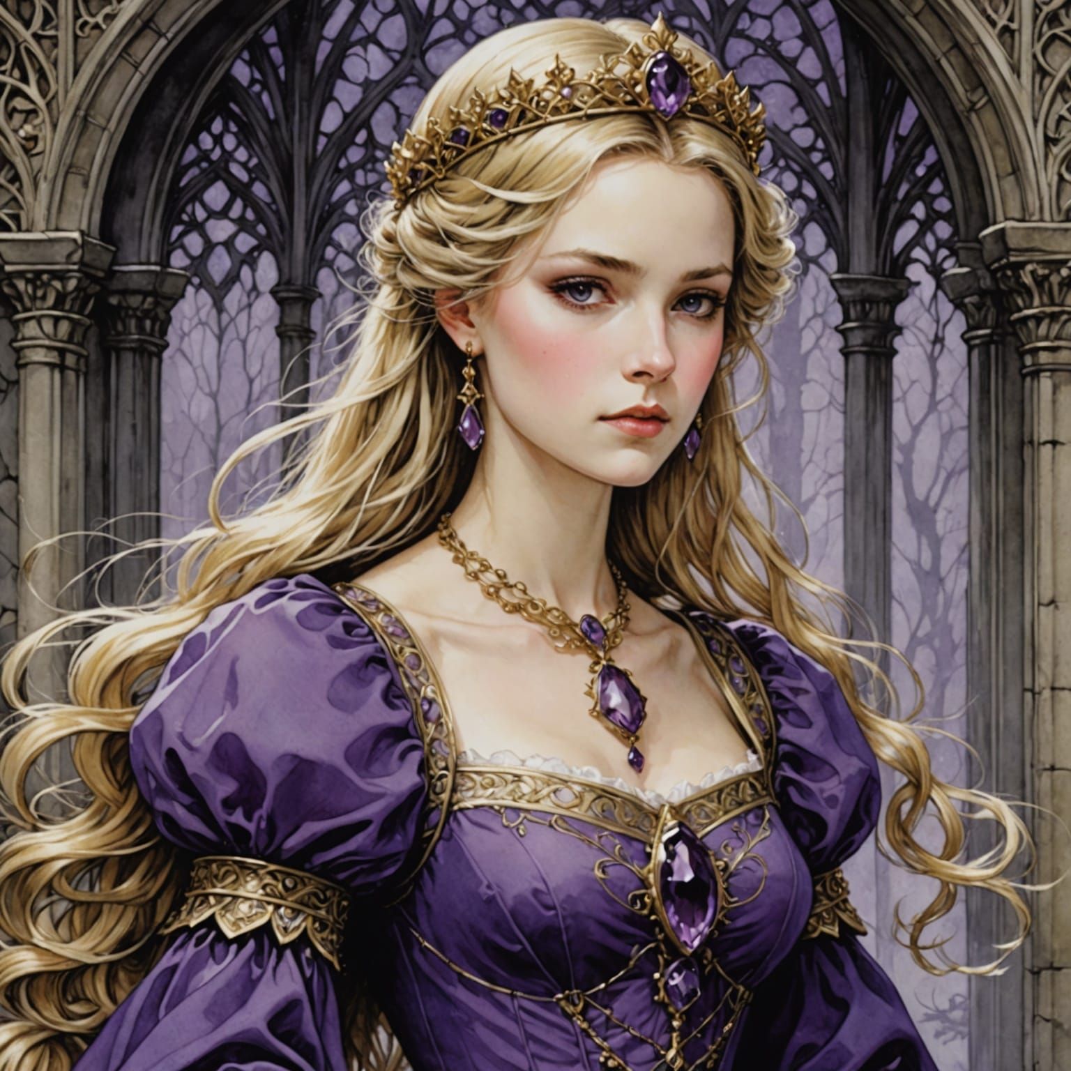 Medieval Princess in Elegant, Intricate, Anime-Inspired Art