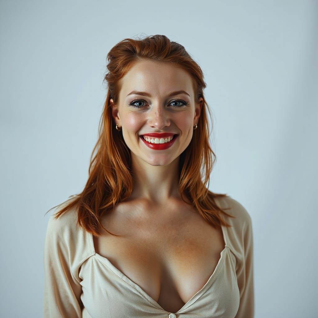 Redhead Pin-Up Portrait in Photo Booth