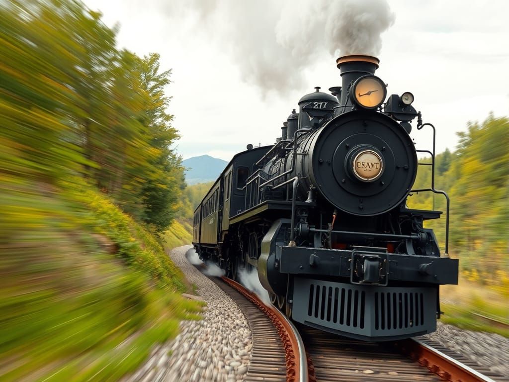 Victorian Steam Locomotive in Full Speed