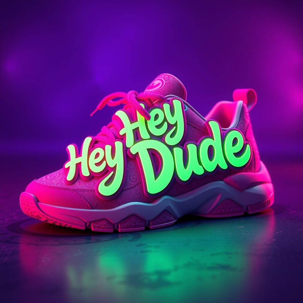 Neon Pink Sneakers in Whimsical Graffiti Style