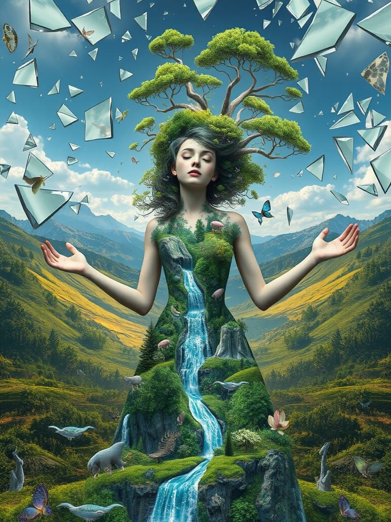 Surreal Princess of Interconnected Ecosystems with Miniature...