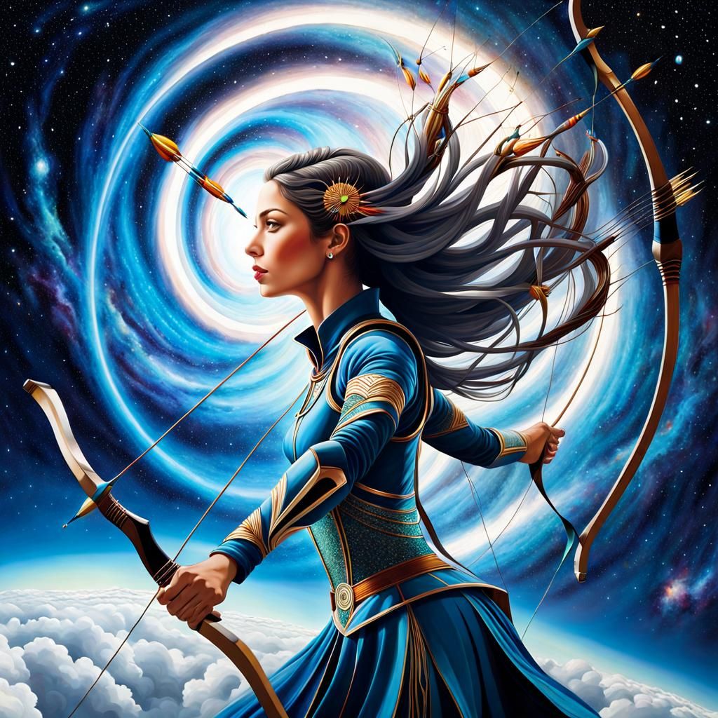 Surreal Archer Holds Cosmos in Dreamlike Fairytale