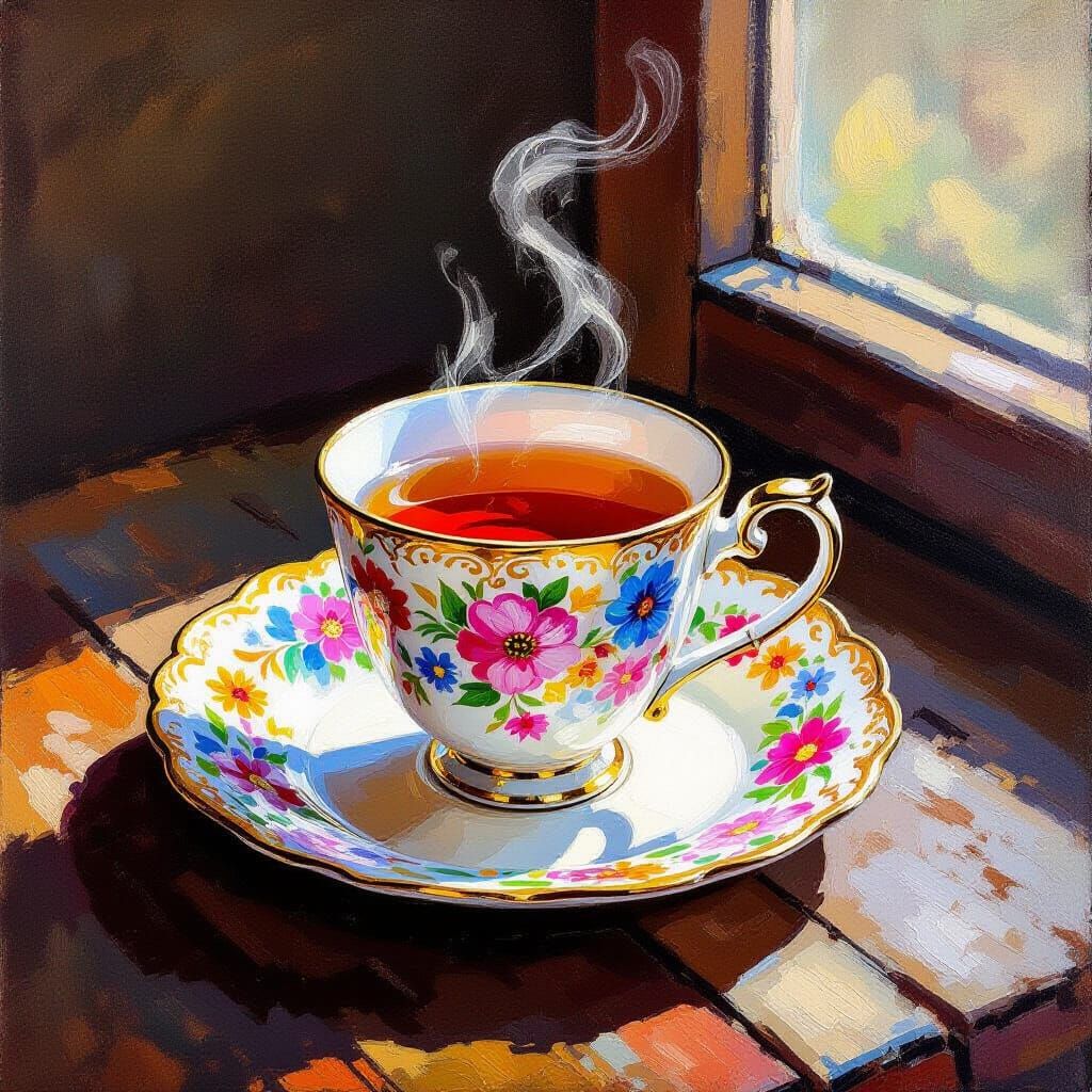 Ornate Russian Plate in Post-Impressionist Style