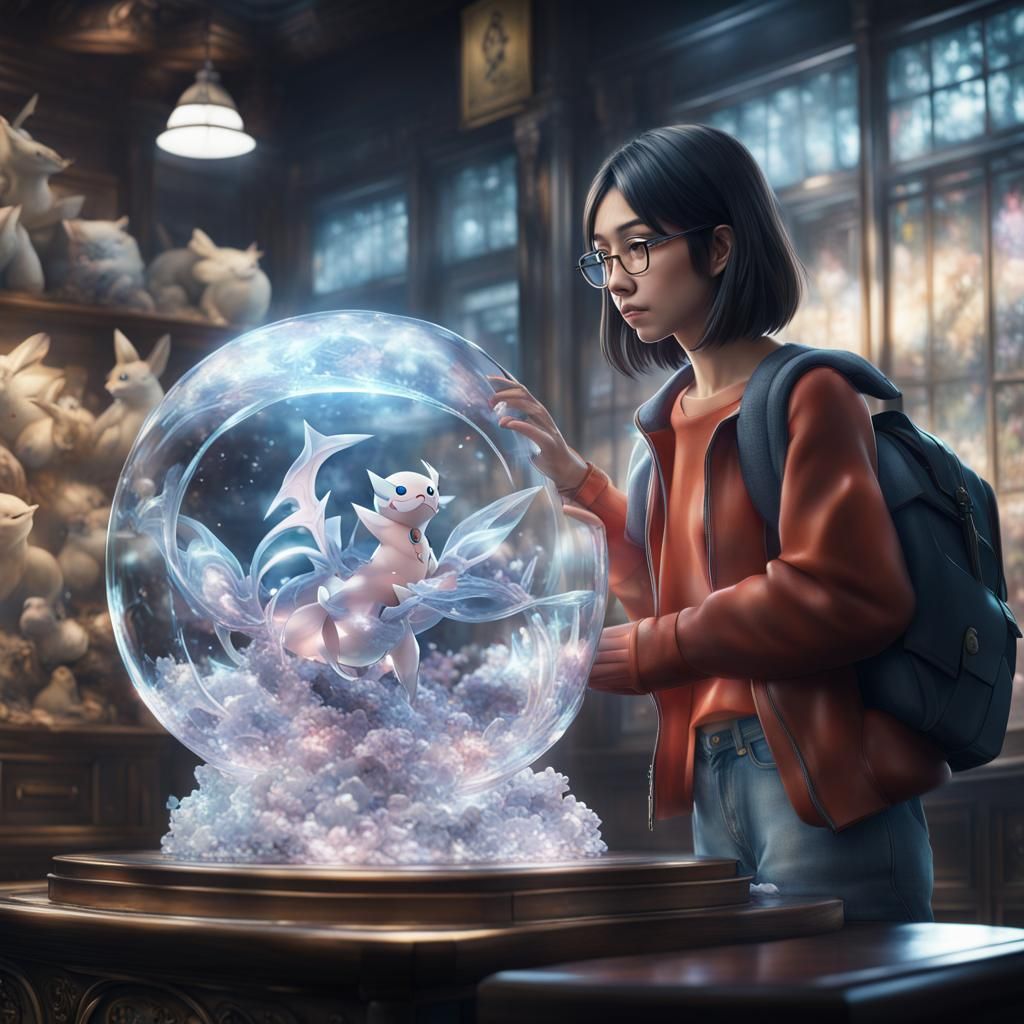 Japanese Woman Buys Pokemon Statue: Digital Matte Painting