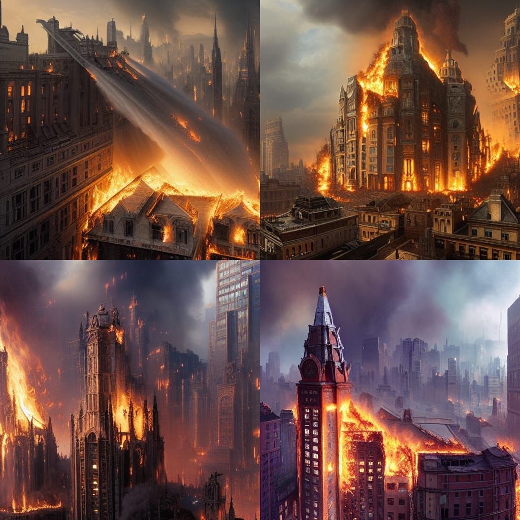 Burning City Buildings: Epic Digital Matte Painting