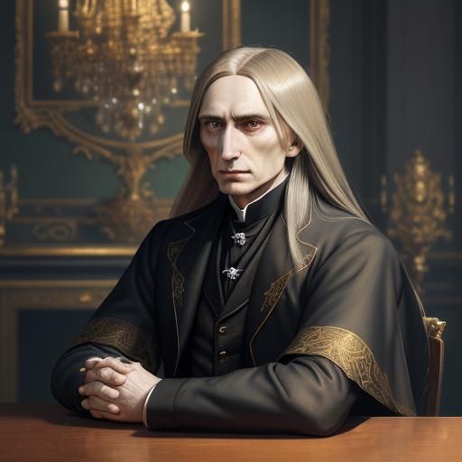 Franz Liszt Profile Portrait in Victorian Room