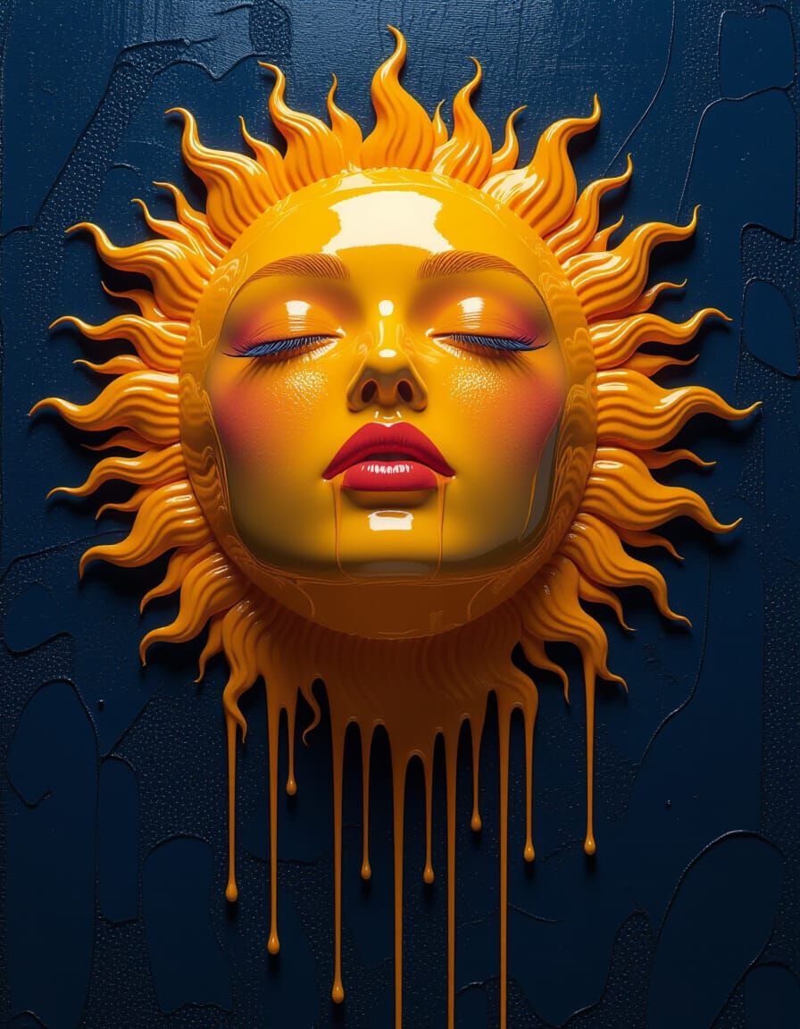 Dripping Paint Sun: Hyperrealistic Sci-Fi Concept Art