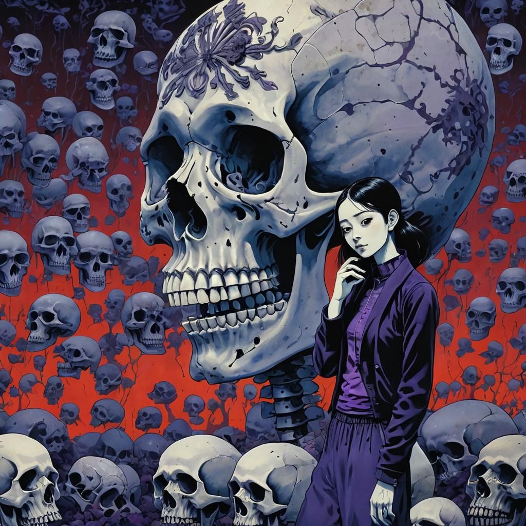 Woman Clad in Skulls in Junji Ito Style