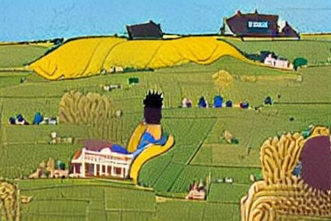 Marge Simpson Gazing at Farmhouse in Field