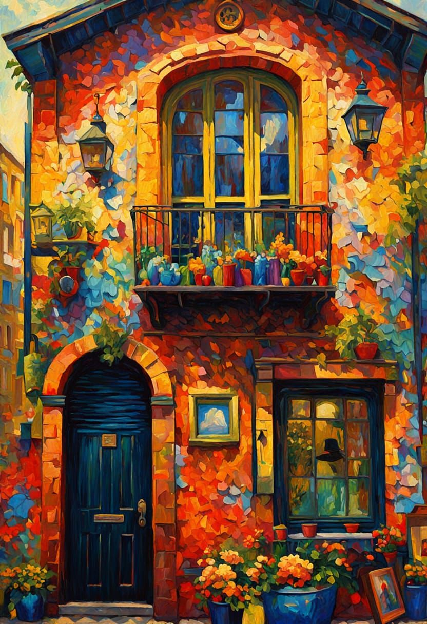 Dramatic Maximalist Painting in Expressionist Style