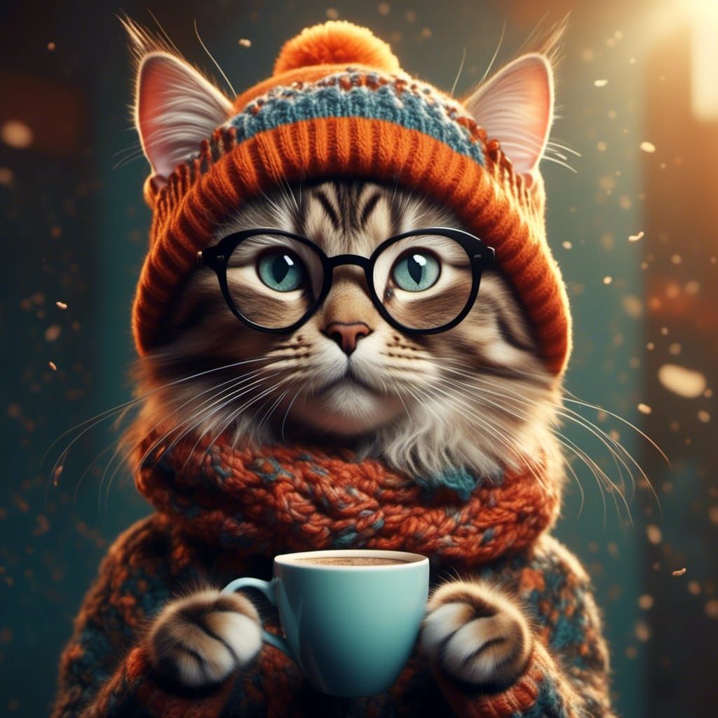 Hipster Kitty (SuperHyperrealism Version)