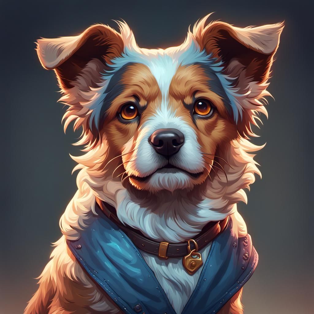 Cute Puppy Portrait in Hyperdetailed Digital Art