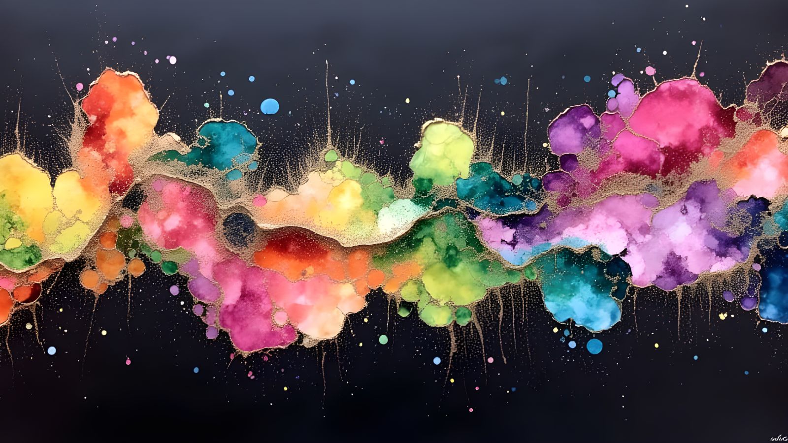 Monochrome Alcohol Inks Marbling With Splatter