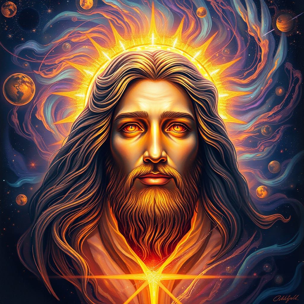 Face of God's Benevolent Aura in Cosmic Astral Style