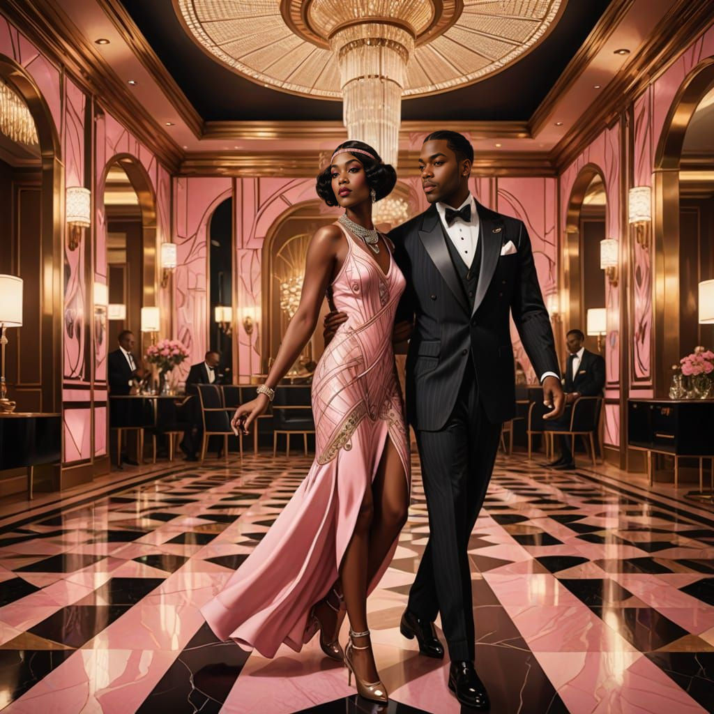Elegant Jazz Age Ballroom Scene in Art Deco Style