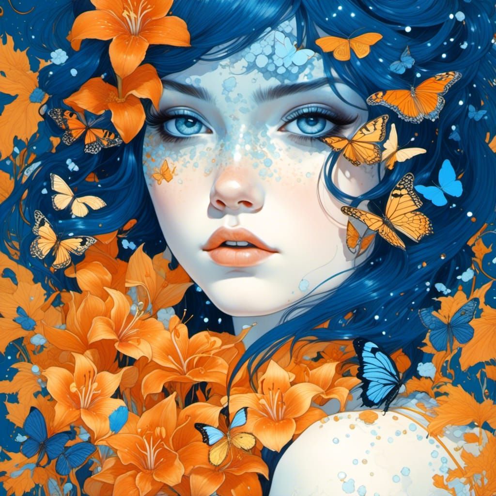 Freckled Princess Portrait with Butterflies, in Digital Art ...