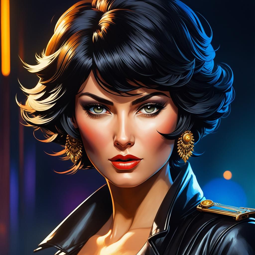 Modesty Blaise Portrait in Art Nouveau Style