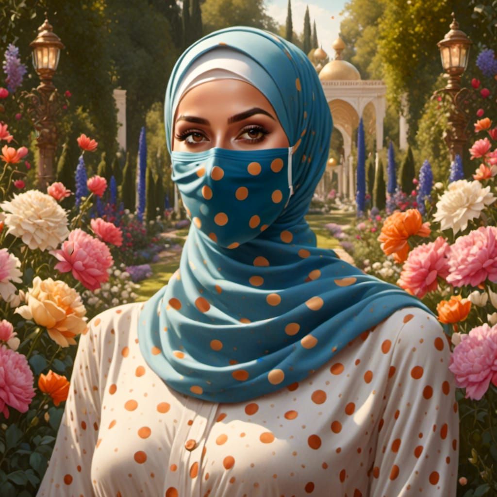 Beautiful Hijabi Woman in Garden Portrait