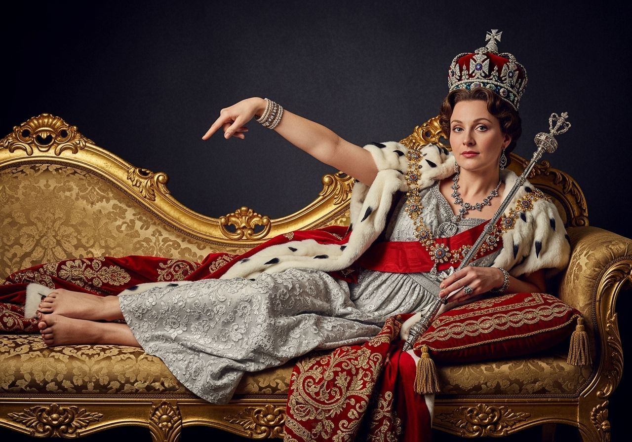 Regal Tsarina Lounging on Opulent Chaise Longue