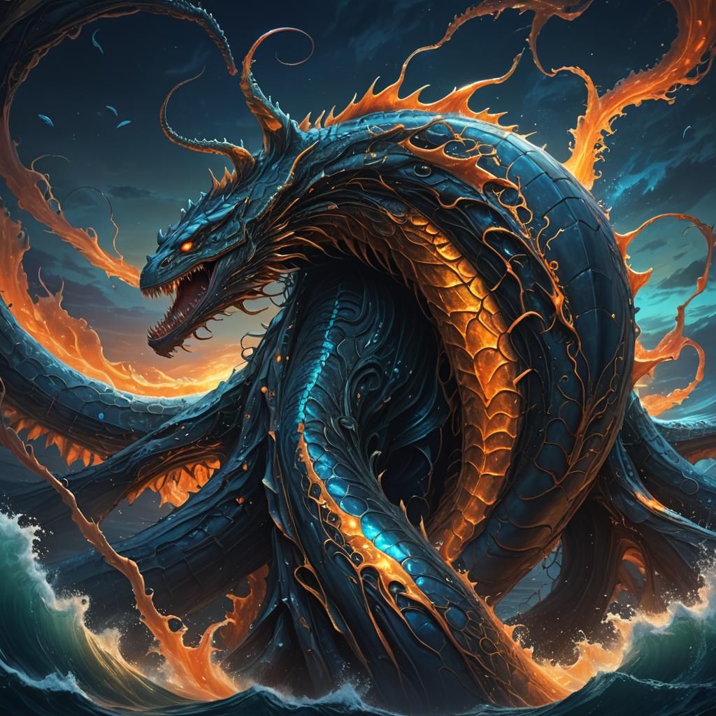 Majestic Sea God Leviathan Rises from the Deep