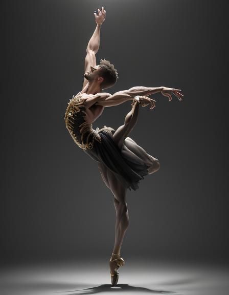 Muscular Ballet Dancer in Hyperrealistic Motion