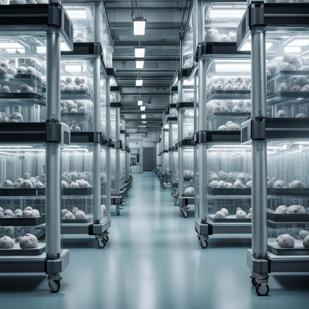 Futuristic Clone Laboratory with Incubation Tanks