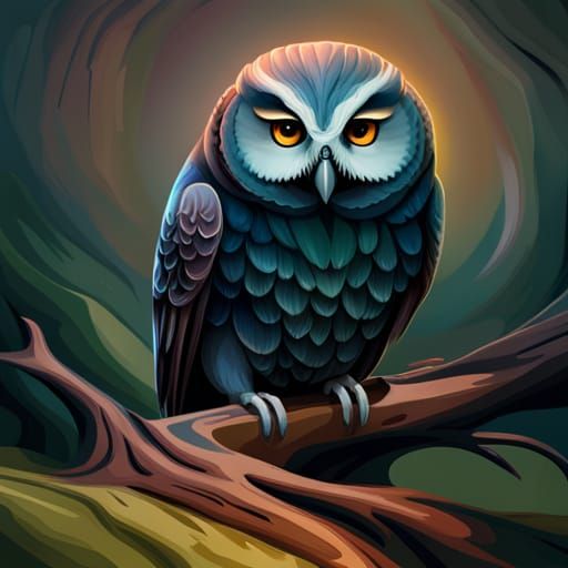 Unique Algorithmic Owl NFT with Colorful Plumes