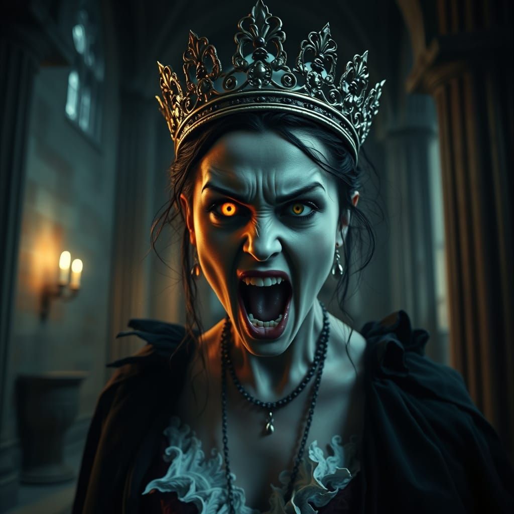 Vampire Queen in Dark Apocalyptic Cathedral
