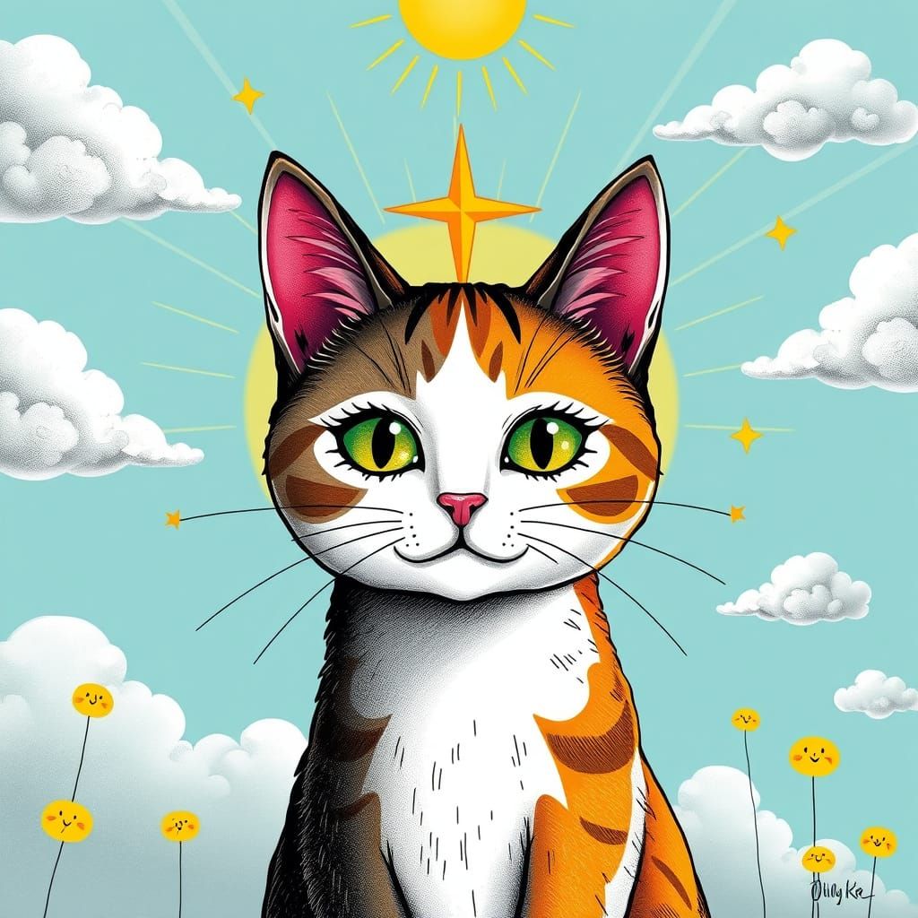 Cat Tattoo Designs in Pop Art Style