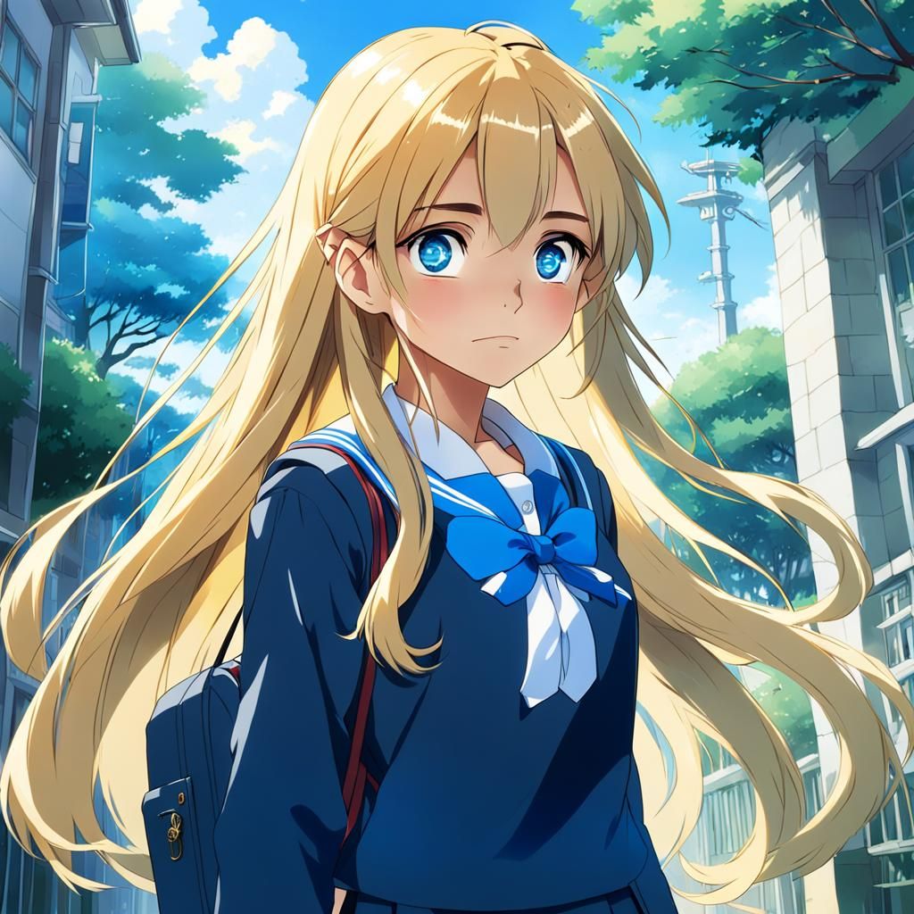 Anime Girl in School Uniform, Ghibli Style