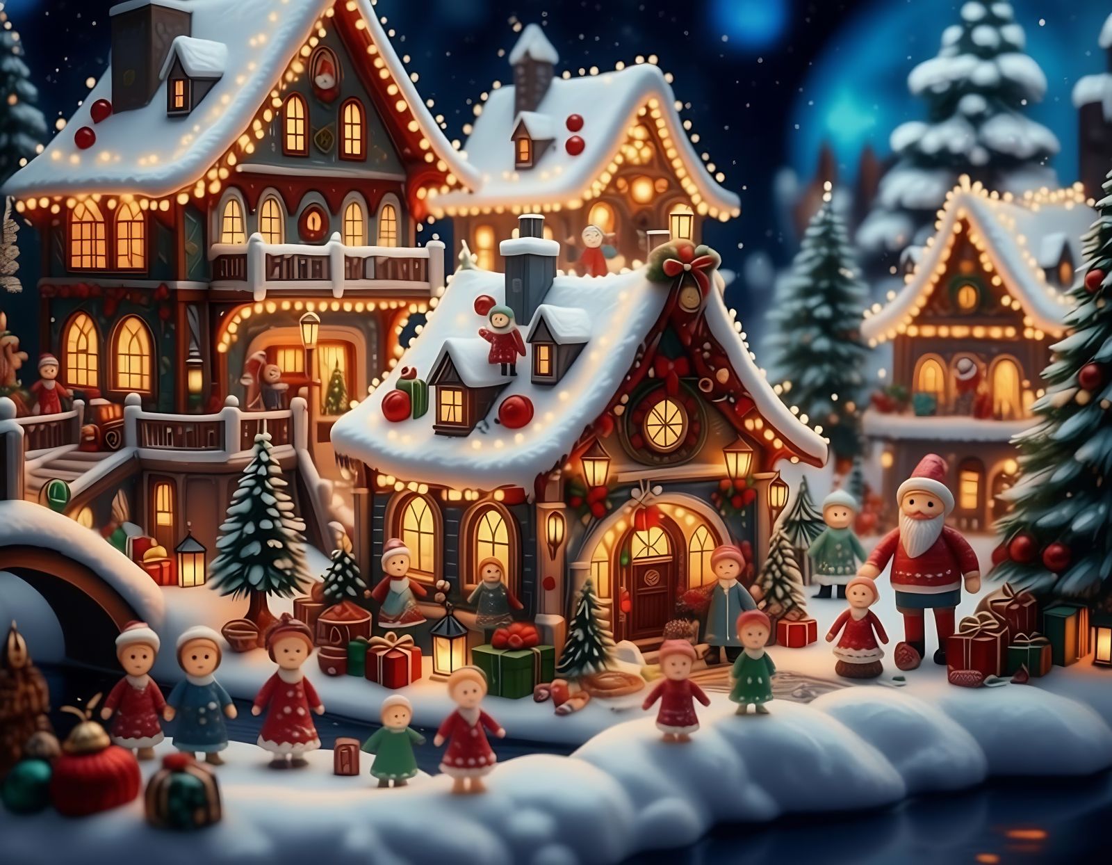 Hyper-Detailed Christmas Village Diorama