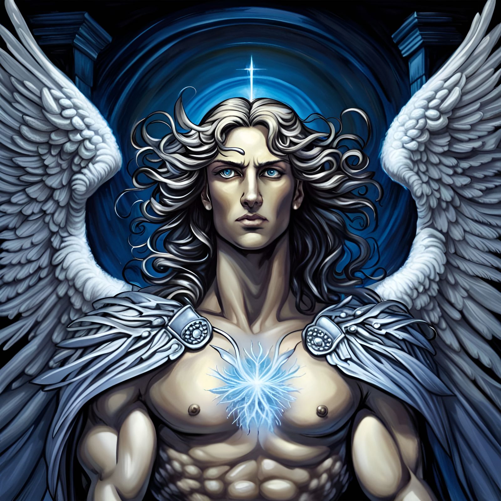 Archangel Michael in Lovecraftian Comic Art Style