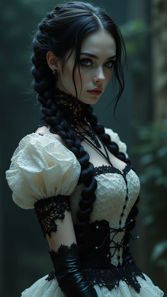 Ethereal Gothic Model in Hyperrealistic Detail